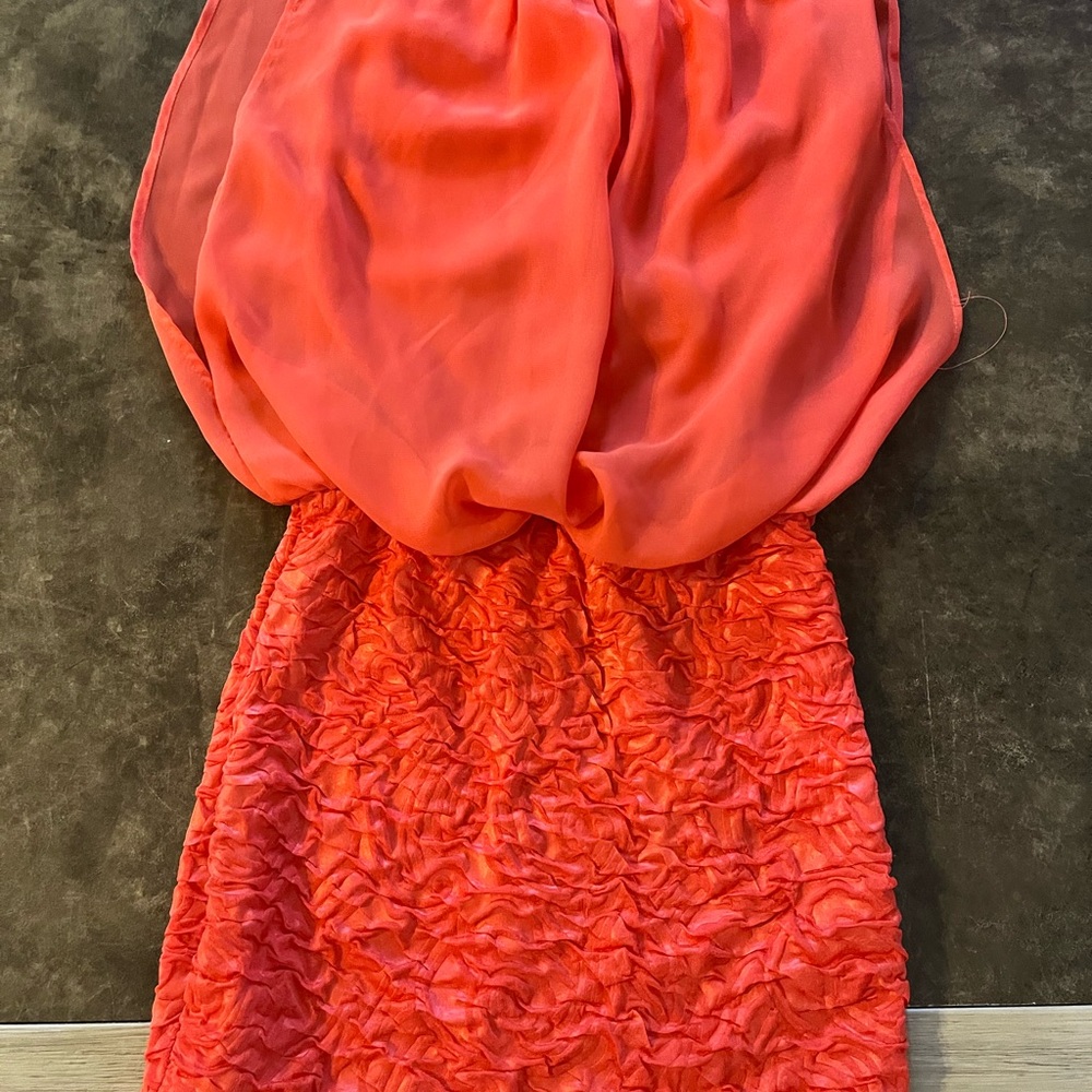 Vibrant Orange Ruched Dress